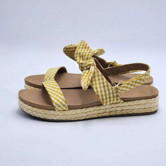 LC Lauren Conrad Rosemary Yellow Gingham Bow Sandals Size 10 - Picture 4 of 10